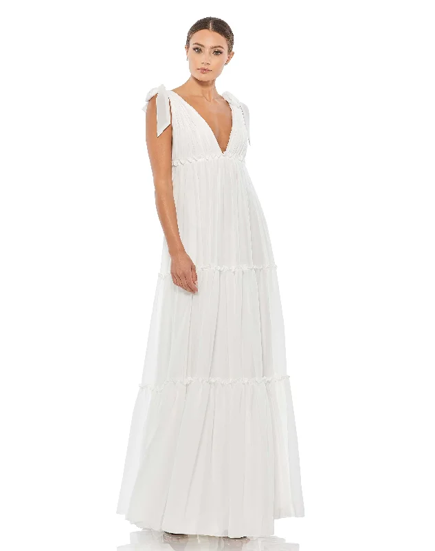 Tiered V-Neck Plunging Maxi Dress Comfortable Ruffle Hem Maxi Dress