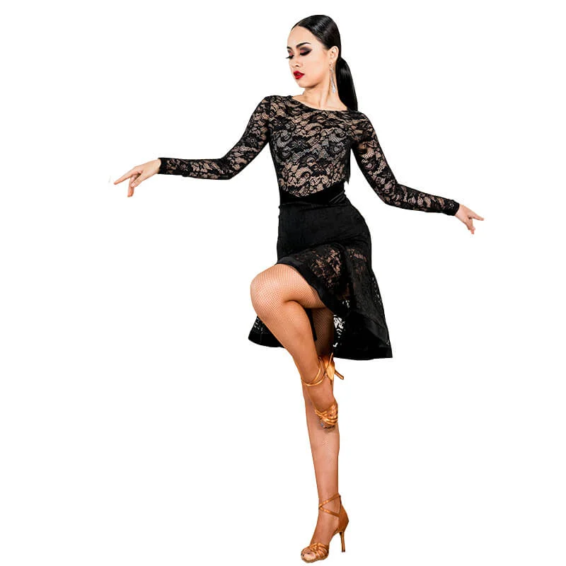 A-Line Short Latin Dress with Lace