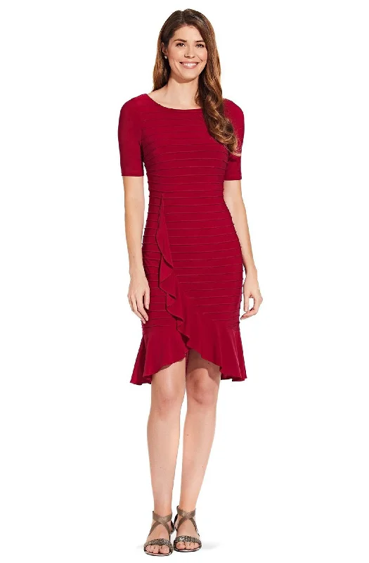 Adrianna Papell - Ruffle Tulip Hem Bandage Sheath Dress AP1D103506SC