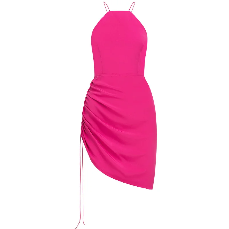 Dress With Ruched Side | Fuchsia Pink