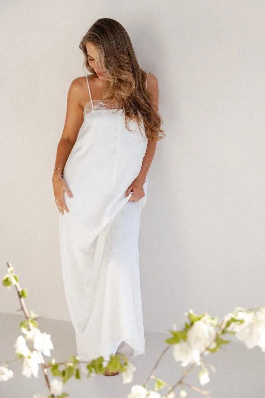 Alisha Maxi Dress - White Fashionable Asymmetrical Maxi Dress