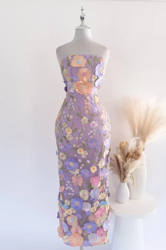 Angelica Floral Maxi Dress - Lilac Comfortable Pleated Maxi Dress