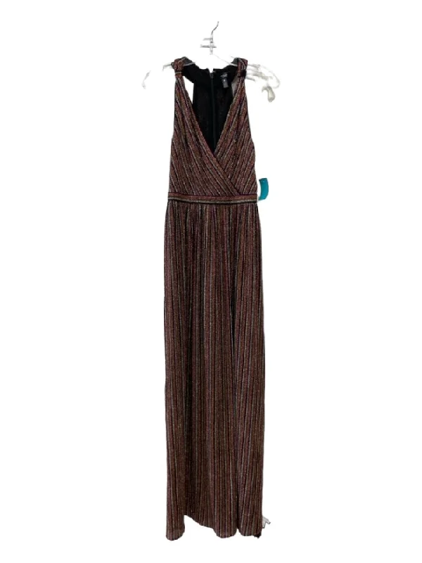 Aqua Formal Size S Black & Multi Polyester Blend Striped Surplice Glitter Dress