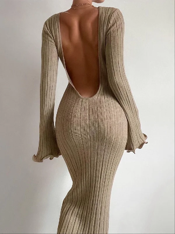 Sexy Bodycon Women Clothing Ruffled Long Sleeve Knitted Maxi Dress Fashionable Printed Maxi Dress Sexy Bodycon Women Clothing Ruffled Long Sleeve Knitted Maxi Dress Fashionable Printed Maxi Dress