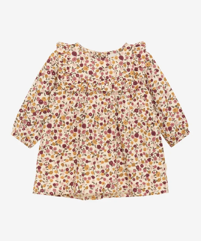 Baby Woven LS Dress AOP Flowers Eggnog