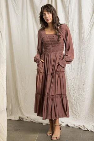 Bella Elegant Dress in Dark Mauve