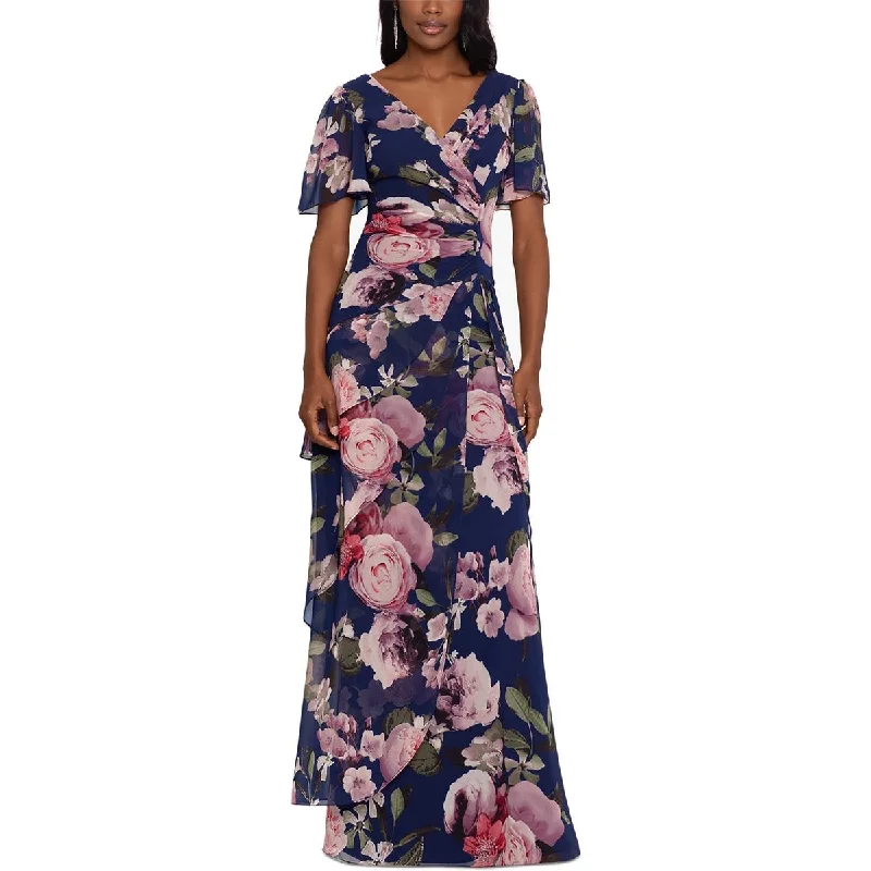Womens Surplice Tiered Maxi Dress Elegant Maxi Dress with Drapes