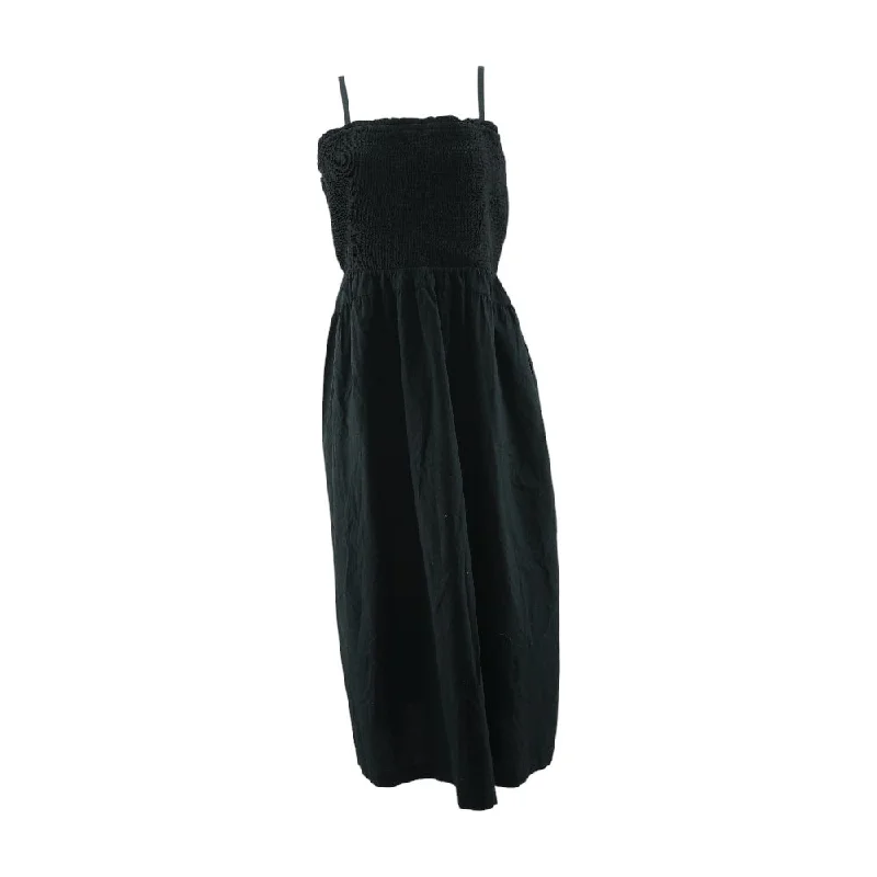 Black Solid Maxi Dress Cozy Maxi Dress with Slit