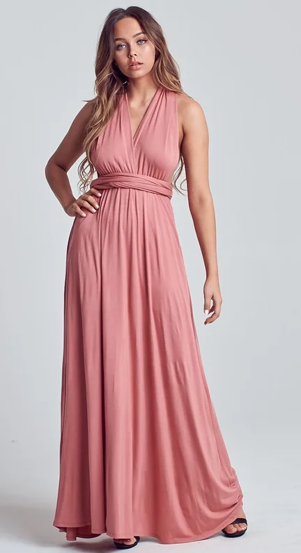 Multi way maxi dress - dark peach Comfortable Flowy Maxi Dress