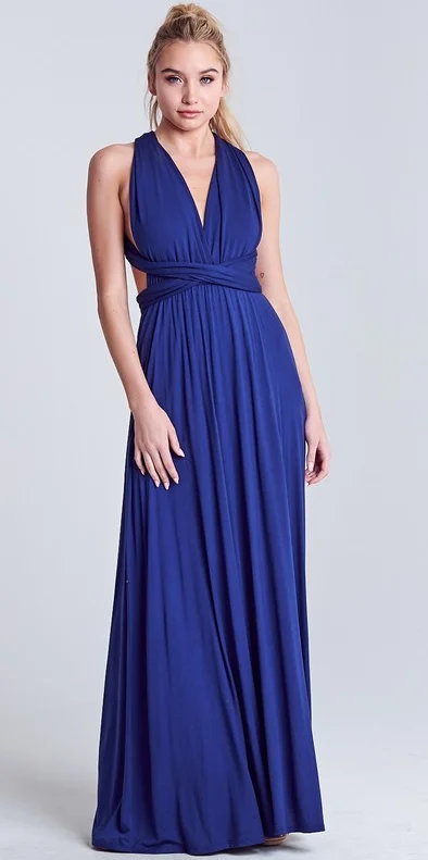 navy multi way maxi dress Fashionable Open-Back Maxi Dress