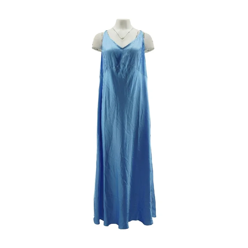 Blue Solid Maxi Dress Elegant Velvet Maxi Dress