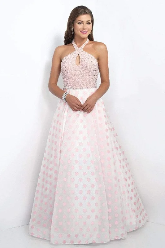 Blush - 5516SC Crisscross Halter Polka Dot Dress
