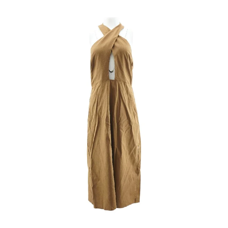 Brown Solid Maxi Dress Comfortable Cotton Maxi Dress