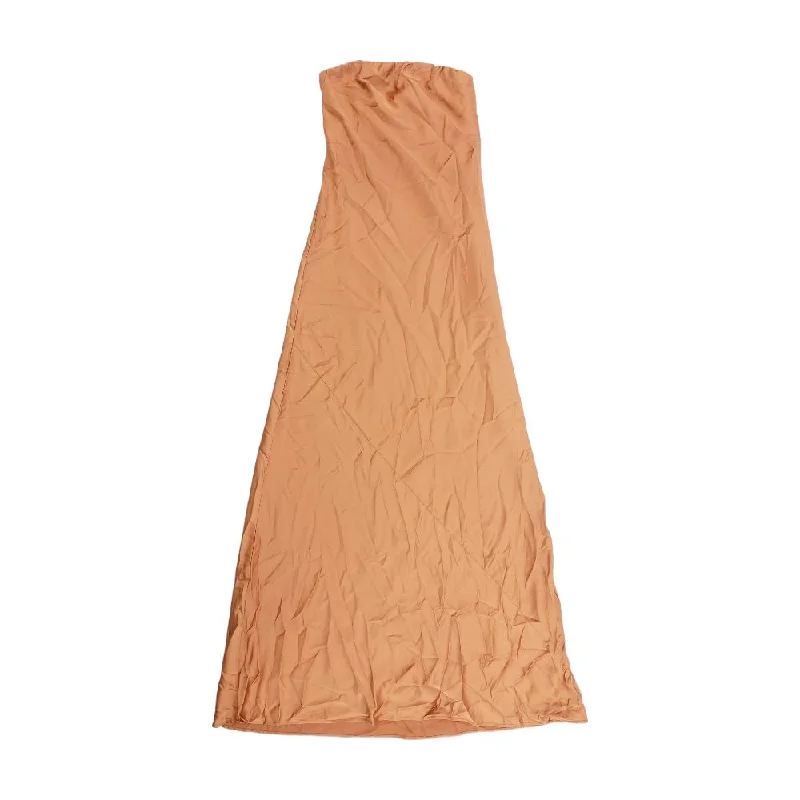 Brown Solid Maxi Dress Comfortable Satin Maxi Dress