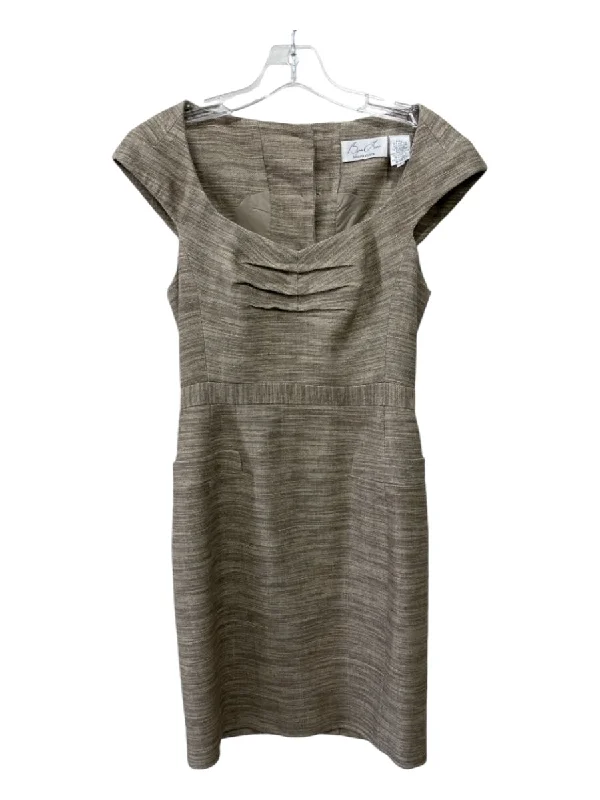 Byron Lars Beauty Mark Size 2 Beige Cotton Blend U Neck Cap Sleeve Woven Dress