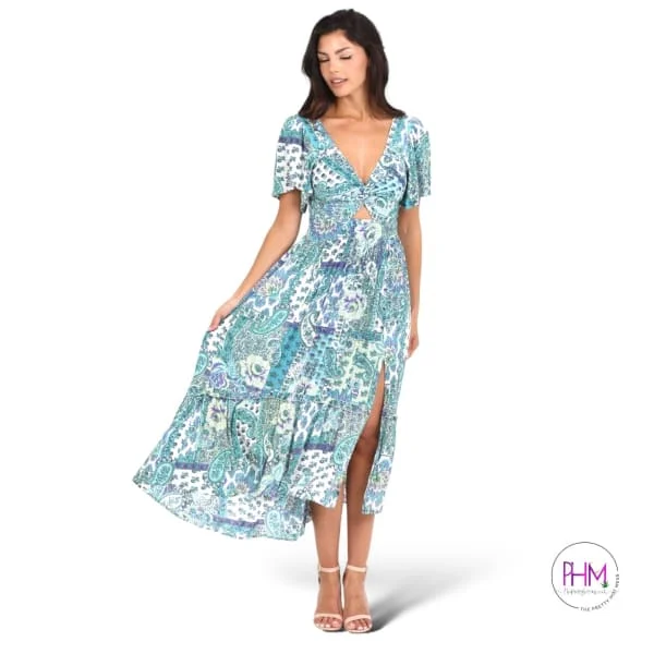 Stepping Out V Neck Boho Maxi Dress 👗 Elegant Tiered Maxi Dress