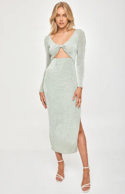 Cali Maxi Dress - Sage Cozy Spaghetti Strap Maxi Dress