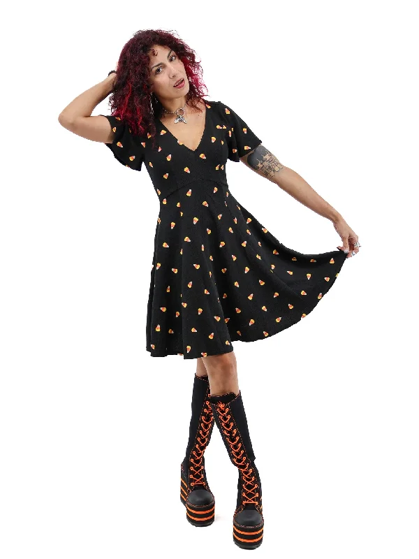 Candy Corn-y Flutter Sleeve Dress