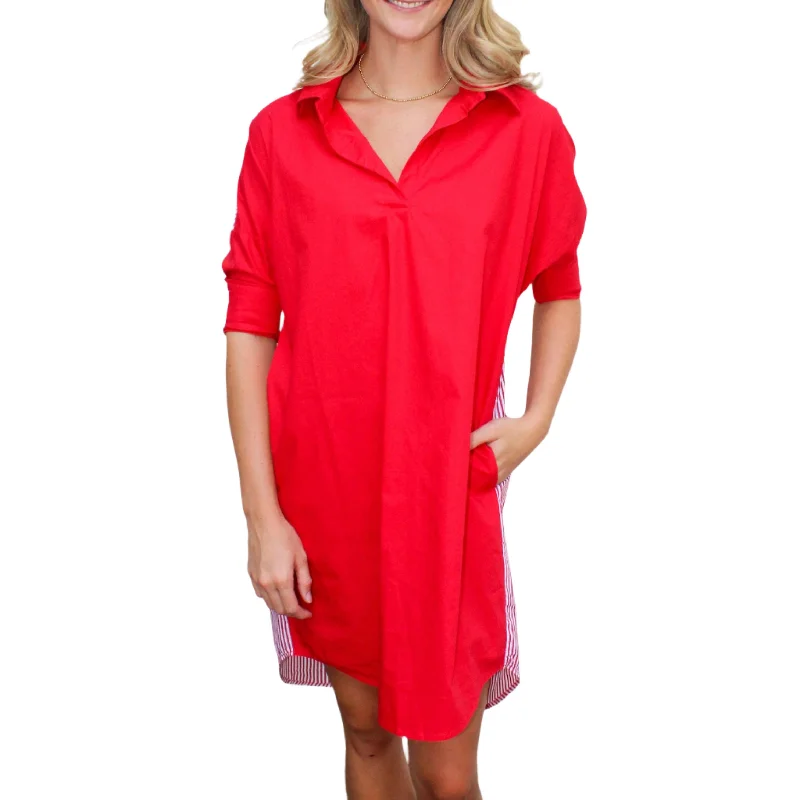 Caryn Lawn Preppy Game Day Dress - Red