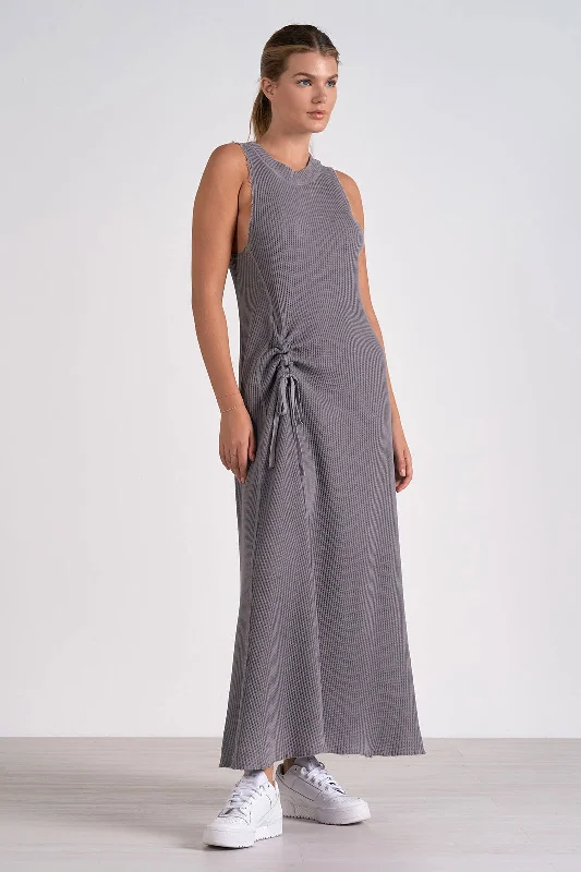 CINCH DETAIL MAXI DRESS Elegant Maxi Dress with Belt