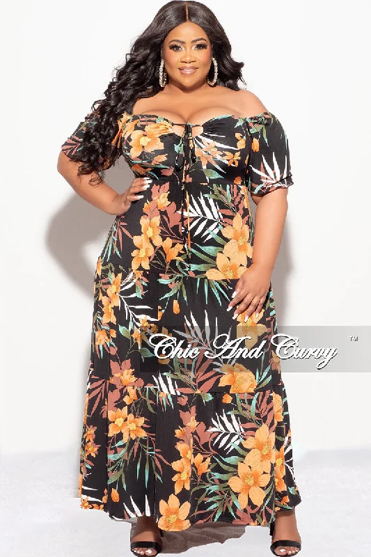 Final Sale Plus Size Short Sleeve Tiered Maxi Dress in Black Floral Print Elegant Floral Maxi Dress Final Sale Plus Size Short Sleeve Tiered Maxi Dress in Black Floral Print Elegant Floral Maxi Dress