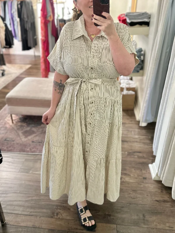 Curvy Striped Maxi Dress Classic Black Maxi Dress