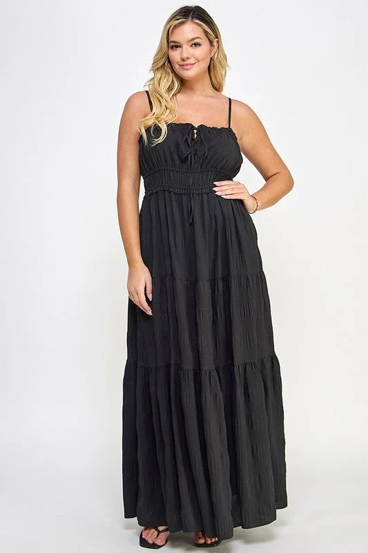 Curvy Tie Bust Maxi Dress Classic Black Maxi Dress