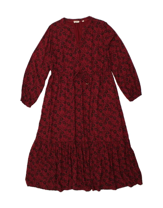 FAT FACE Womens Long Sleeve Maxi Dress UK 16 Large Burgundy Floral Stylish Boho Chic Maxi Dress FAT FACE Womens Long Sleeve Maxi Dress UK 16 Large Burgundy Floral Stylish Boho Chic Maxi Dress