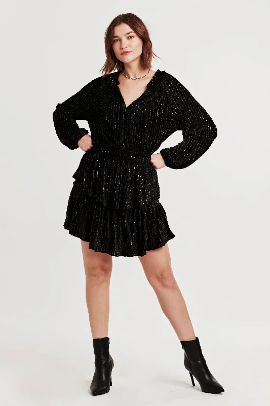 FAYE RAGLAN SLEEVE DRESS BLACK LUREX