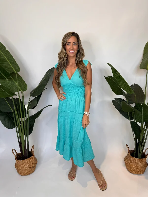 Felicite Smocked Maxi Dress Trendy Maxi Dress with Lace