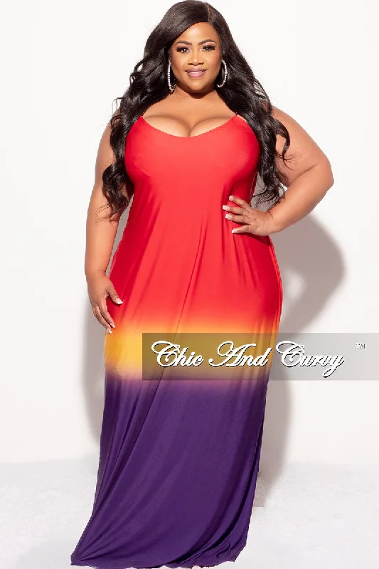 Final Sale Plus Size Spaghetti Strap Maxi Dress Red Mustard and Purple Chic Boho Print Maxi Dress Final Sale Plus Size Spaghetti Strap Maxi Dress Red Mustard and Purple Chic Boho Print Maxi Dress