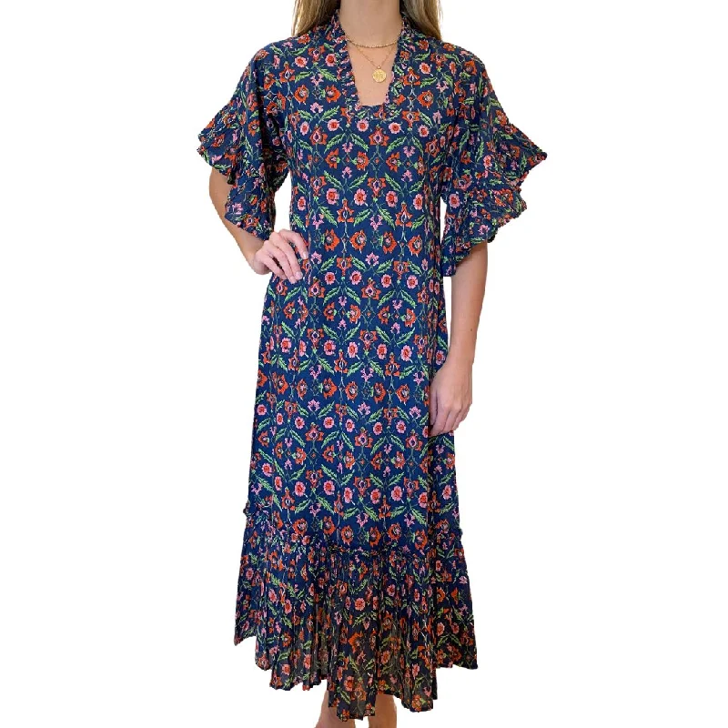 Fitzroy & Willa Soleil Dress - Navy Vines