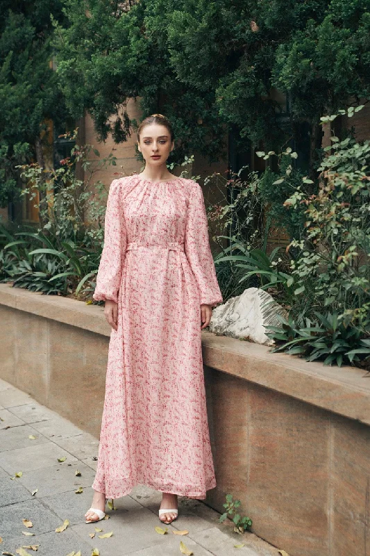 Florence Chiffon Maxi Dress - Floral Trendy A-Line Maxi Dress