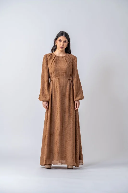 Florence Chiffon Maxi Dress- Polkadot Fashionable Sheer Maxi Dress