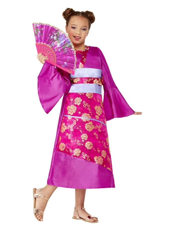 Girls Geisha Fancy Dress Chinese Japanese Oriental Costume Outfit