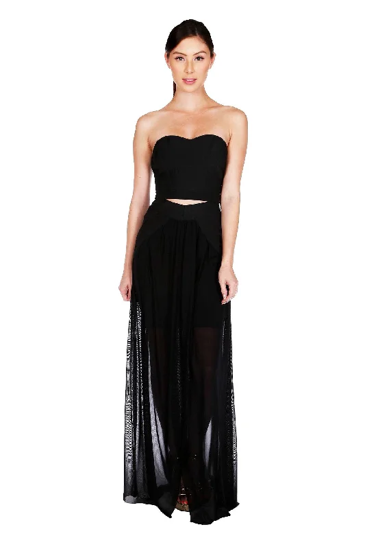 Naughty Grl Sweetheart Two Piece Maxi Dress - Black Comfortable Fitted Maxi Dress