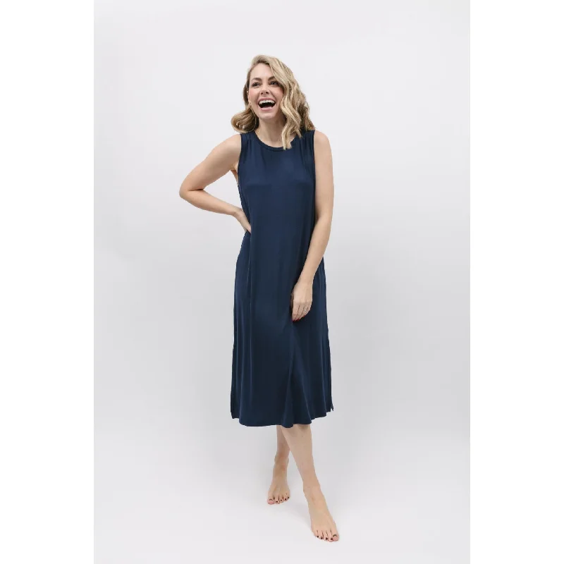 Navy Jersey Long Nightdress