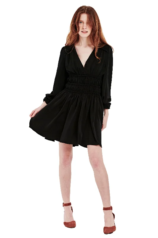LAUREN RUCHED DRESS BLACK