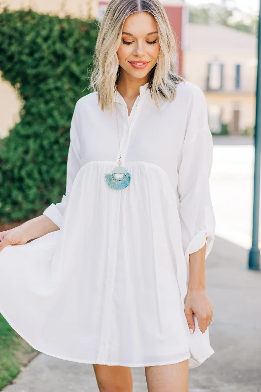 Let's Begin Off White Babydoll Dress