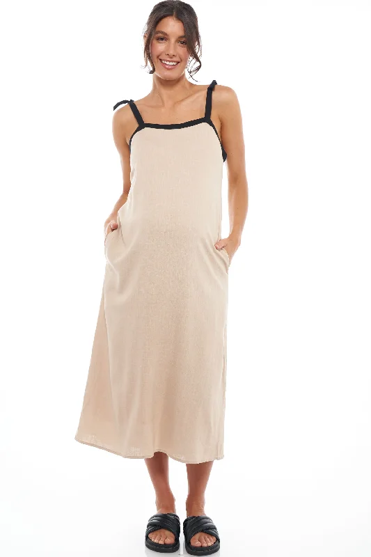 In Contrast Linen Dress