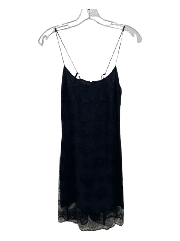Mark Wong Nark Size Small Black Polyester Spaghetti Strap Lace Overlay Dress