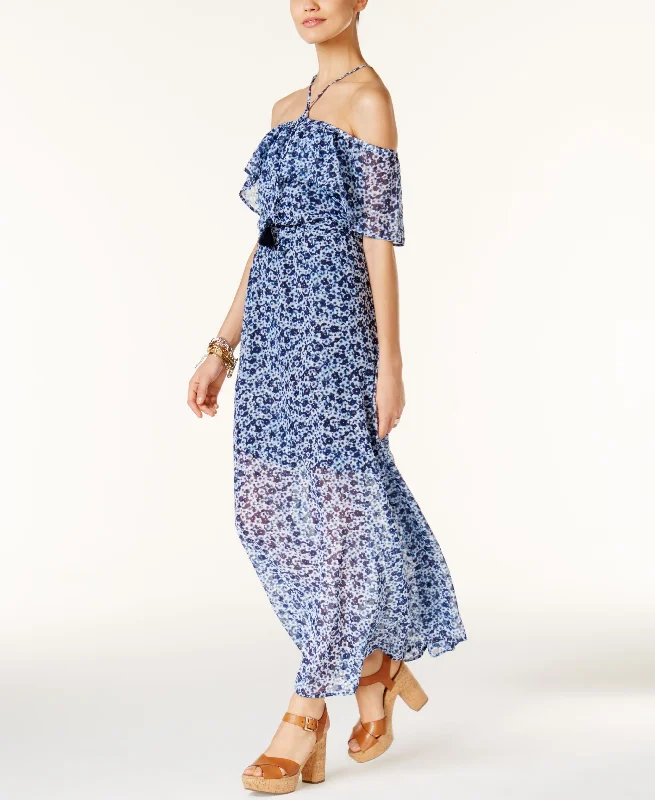 Michael Michael Kors Off The Shoulder Maxi Dress Comfortable Ruffle Hem Maxi Dress