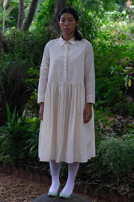 Off-White Gathered Long Dress