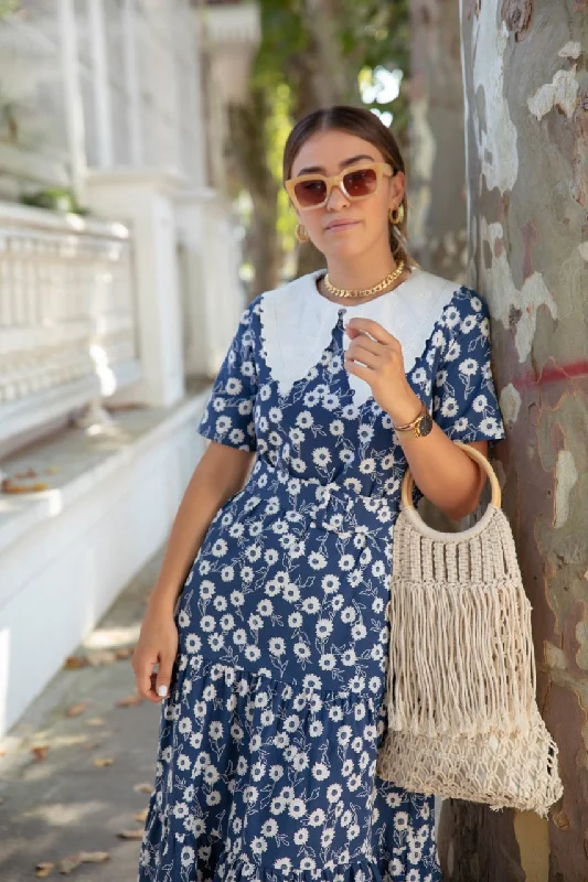 Navy Blue  Print Dress