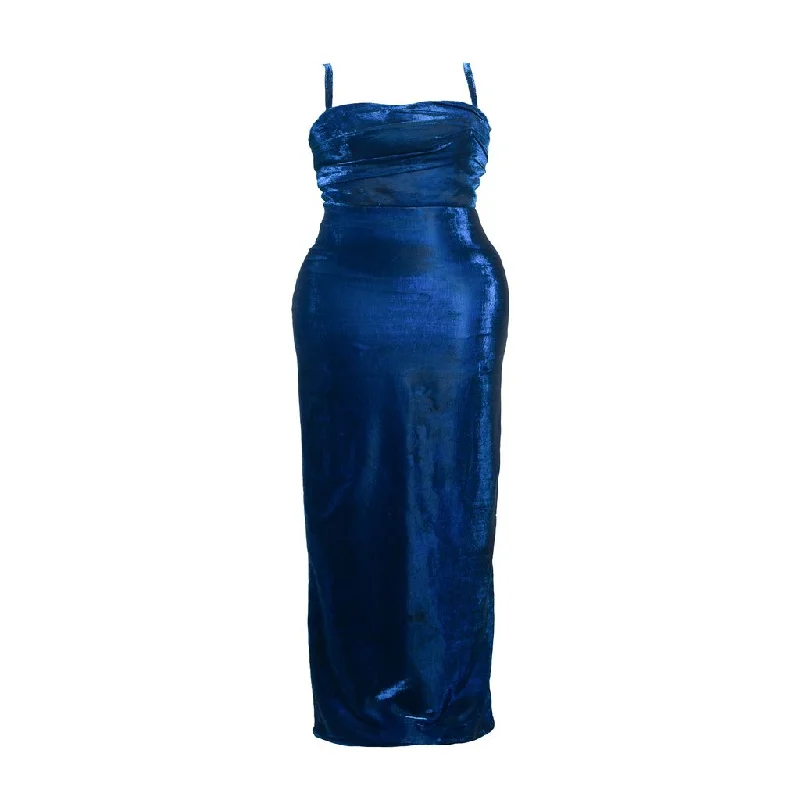 Buenyim Lycra Chiffon Dress | Blue