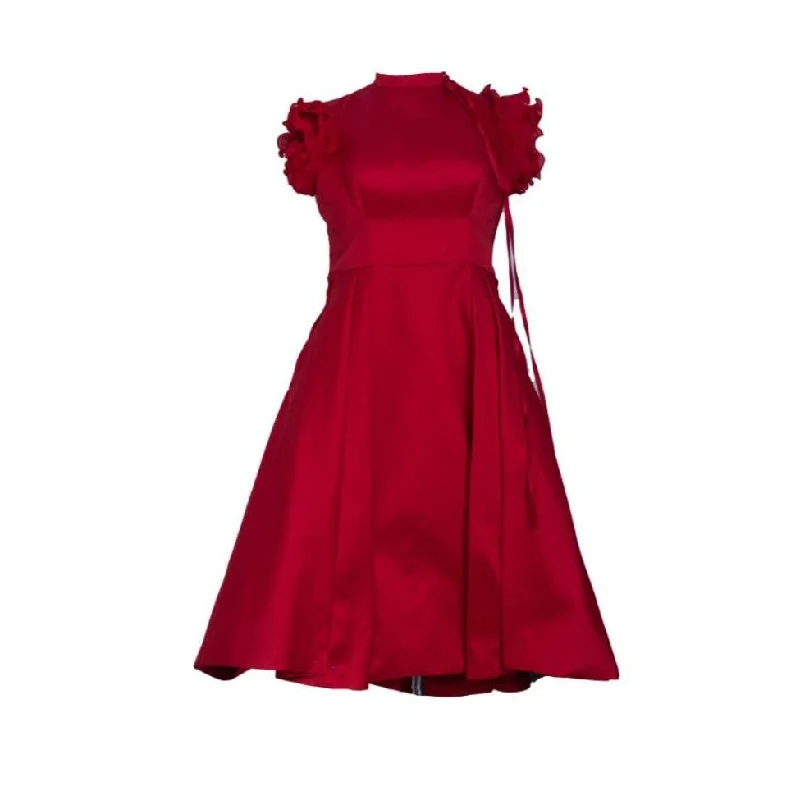 Michelle  Frill Sleeve Dress | Red