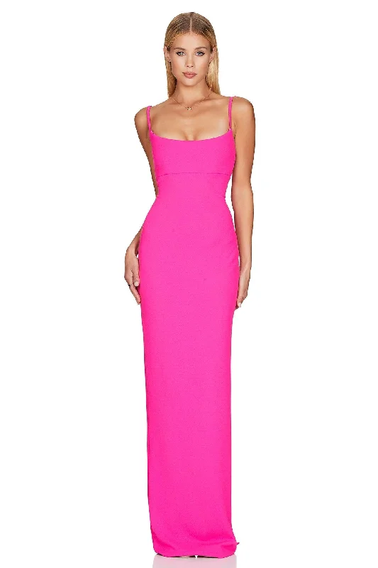 Nookie Bailey Maxi Dress - Neon Pink Trendy Printed Maxi Dress