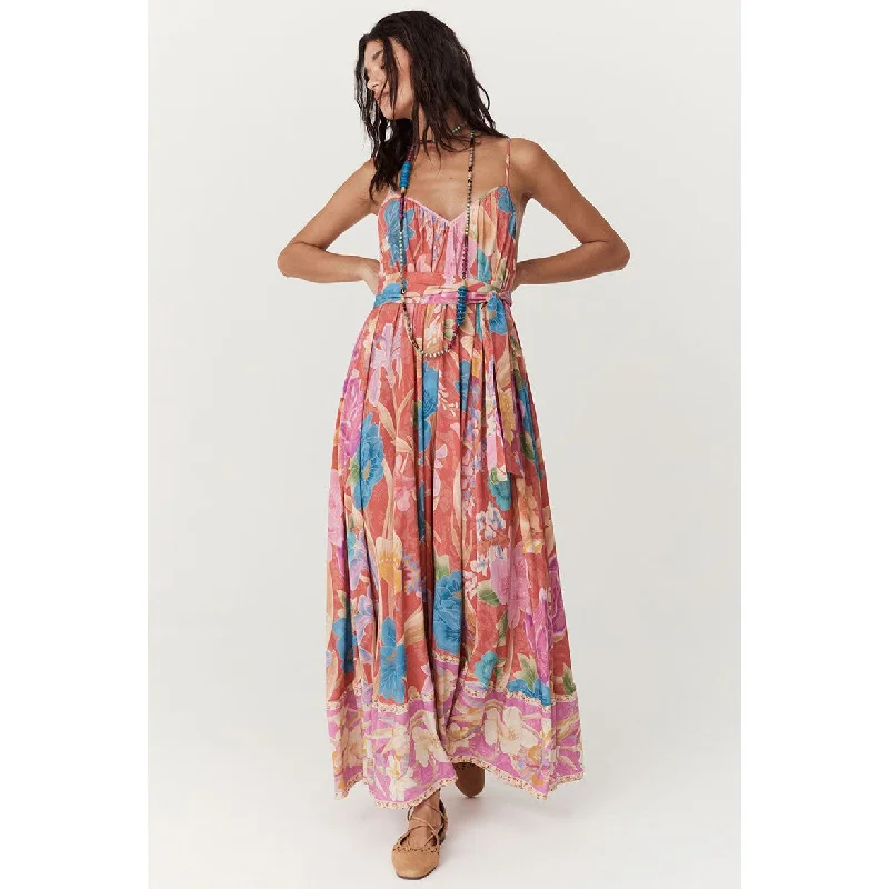 Painters Garden Strappy Maxi Dress Fashionable Chiffon Tiered Maxi Dress