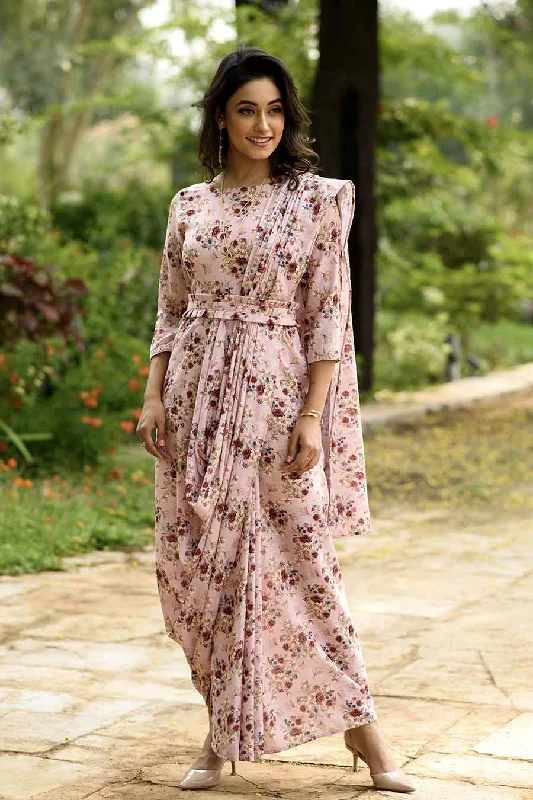 Carnation Pink Saree Dress