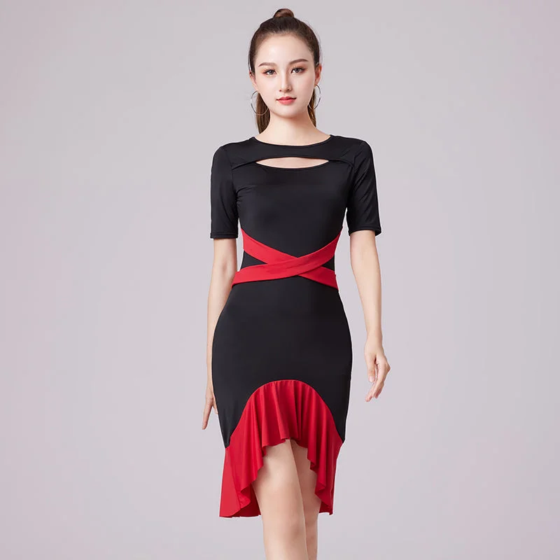 Patchwork Hollow Out Latin Dance Dress